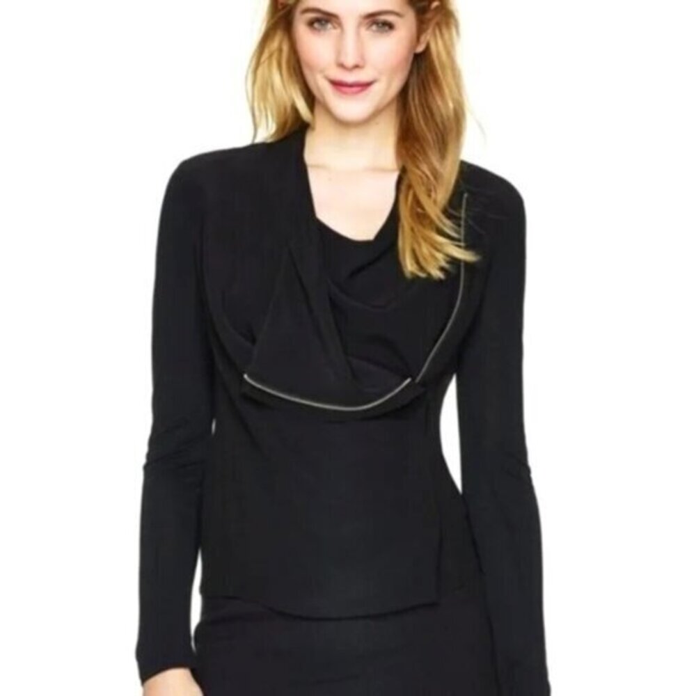 Aritzia Blazer Top Zip Up Asymmetrical Draped Black Size XS Whimsigoth Office